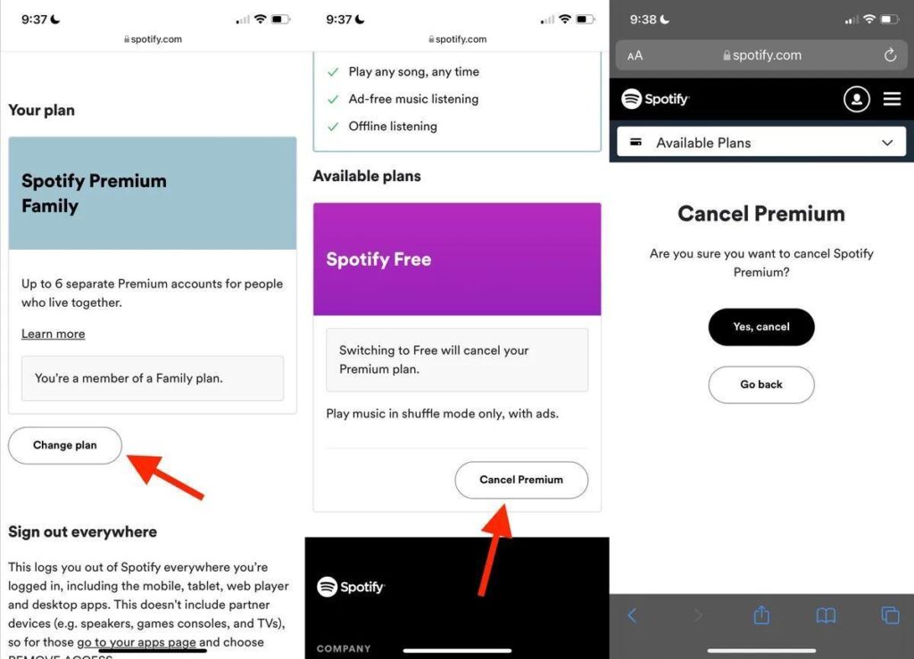 how to cancel spotify subscription